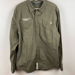 Harley-Davidson Utility Button-Up Shirt olive size large slim skull biker canvas